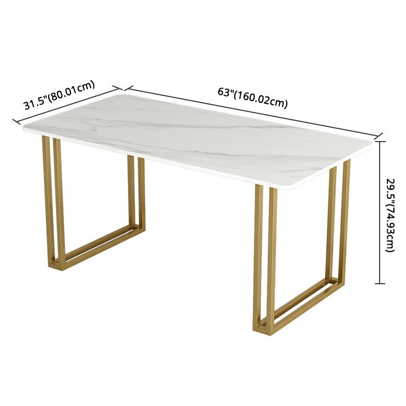 Glam Sintered Stone Dining Room Set Standard Height with Double Pedestal Base Dining Furniture