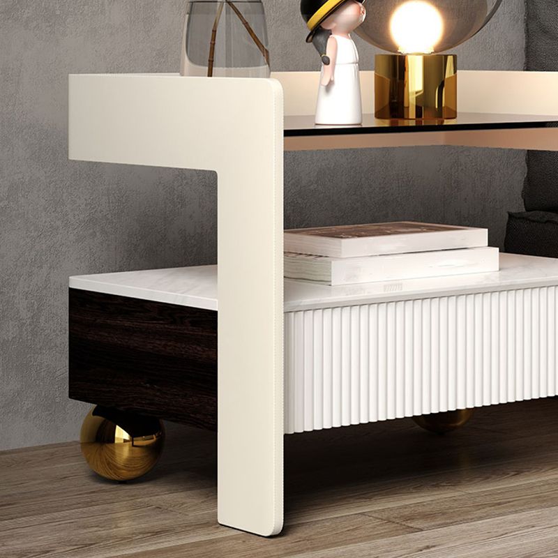 Accent Table Nightstand with Drawer and Shelf 19" Tall Wood Nightstand