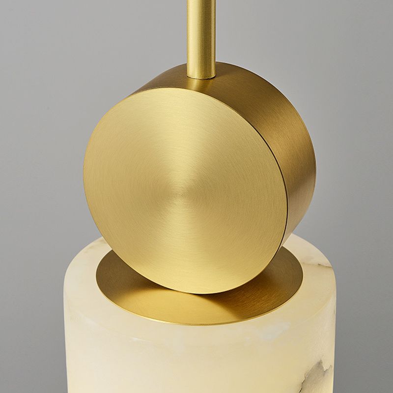 Geometric Shaped Pendant Lamp Nordic Marble 1-Light Bedroom Ceiling Light in Brass