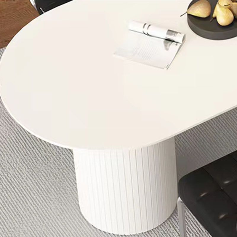 Sintered Stone Dining Table White Wooden Base Dinner Table for Dining Room