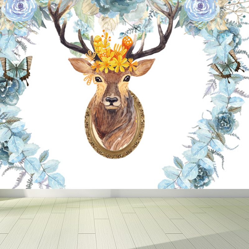 Stain Resistant Reindeer Mural Non-Woven Texture Modern Wall Decor for Girls Room