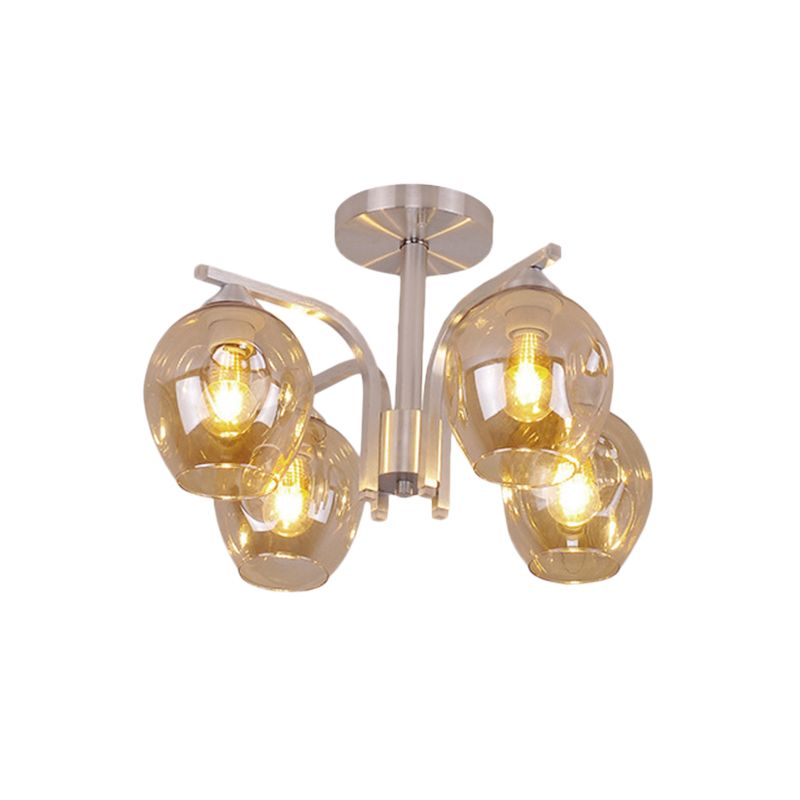 4 Heads Bud Shade Ceiling Light Contemporary Semi Flushmount Light for Dining Room Bedroom