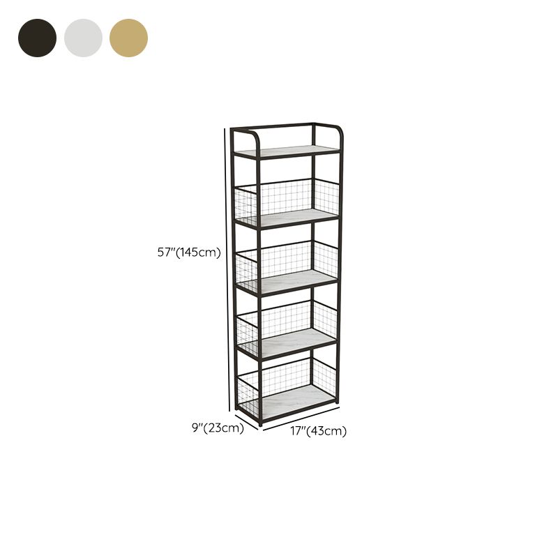 Metal Open Back Standard Bookshelf Modern Style Bookcase for Home Office