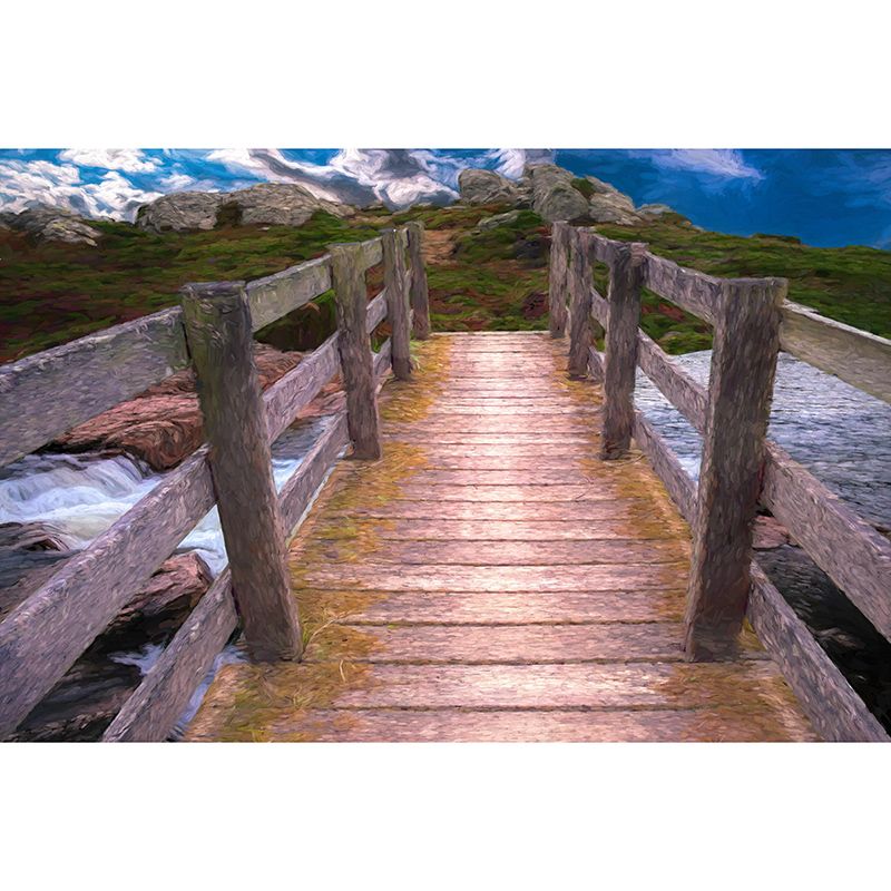 Wooden Bridge Environment Friendly Mural Wallpaper Space Extension Wall Mural