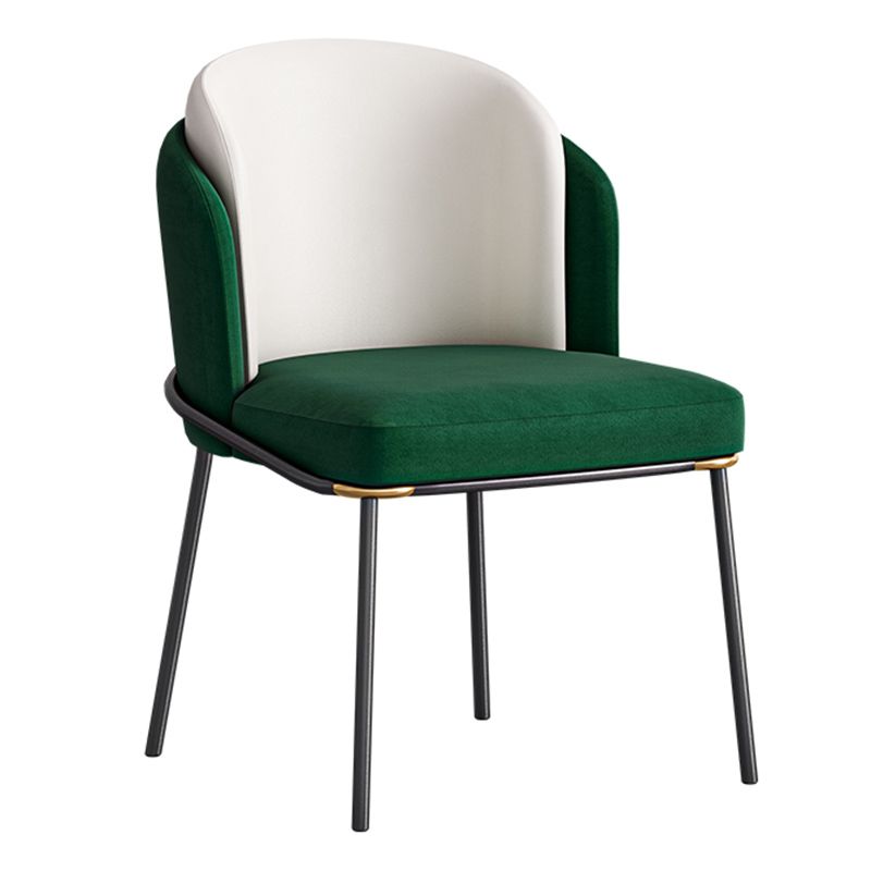 Contemporary Metal Dining Chairs Upholstered Armless Dining Chairs for Home Use