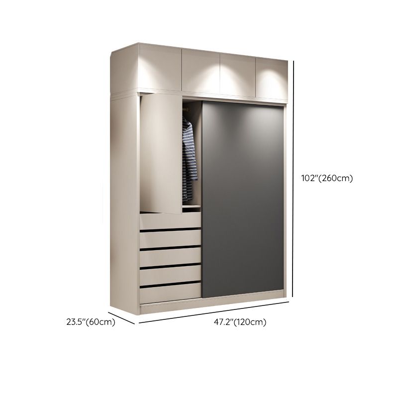 Modern Style Sliding Doors Armoire Wooden Storage Cabinet with Shelves