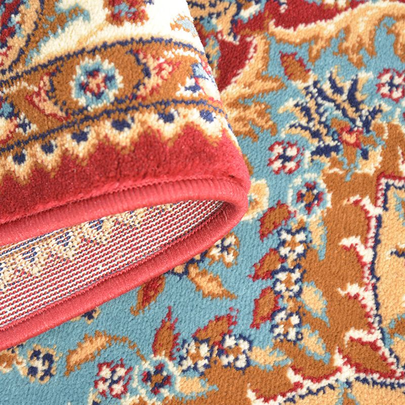 Luxury Floral Printed Rug Multicolor Polyester Area Carpet Non-Slip Backing Rug for Living Room
