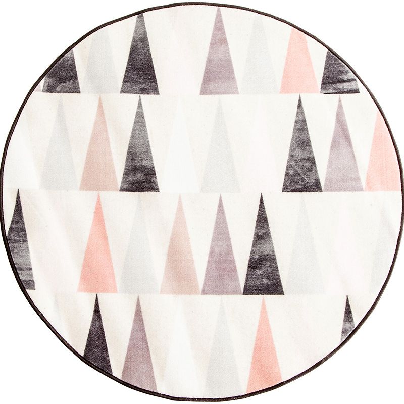 Funky Geometric Pattern Rug Pink Modernism Rug Polyester Pet Friendly Washable Non-Slip Area Rug for Bedroom