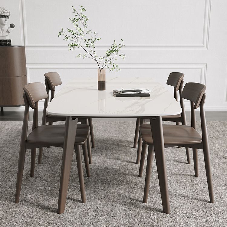 Rectangle Dining Table Oak Solid Wood Base Dining Table with 4 Legs