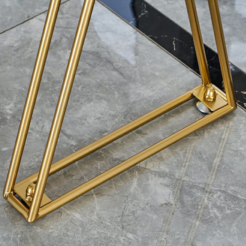 Glam Bar-height Table Black Solid Wood Top Bistro Pub Table with Gold Base