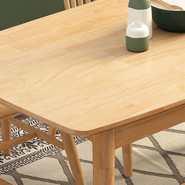 Rectangular Solid Wood Dining Table Modern Furniture with 4 Legs for Home Use