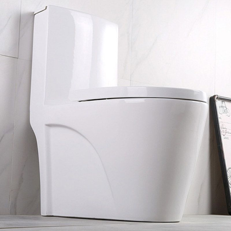 Modern White Flush Toilet Floor Mounted Toilet Bowl with Slow Close Seat for Washroom