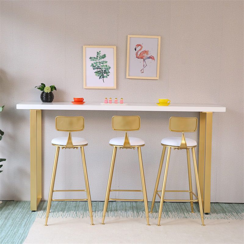 Glam Style Rectangle Bar Table Solid Wood Bar Dining Table with Sled Base