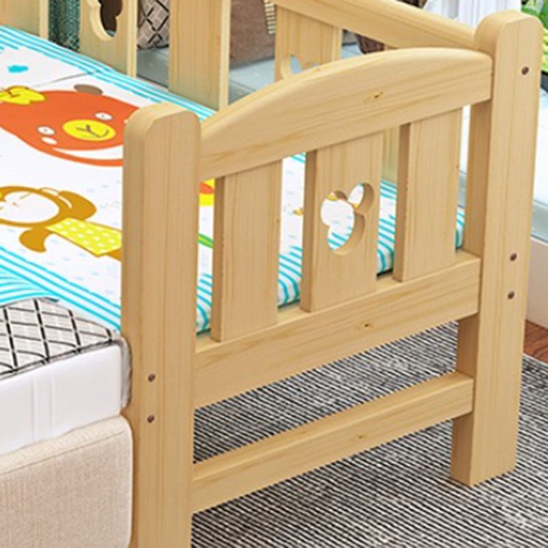 Glam Baby Crib with Mattress Washed Natural Wood with Guardrail Nursery Bed