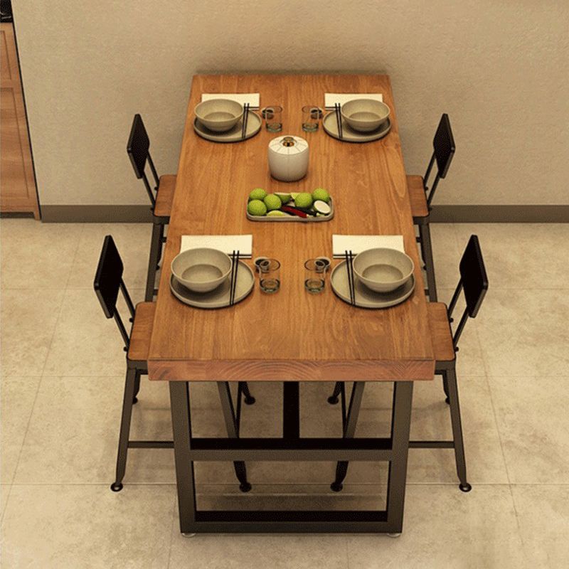 Industrial Wooden Dining¬†Room¬†Set with Rectangle Table and Metal Base Formal Dining Table Furniture