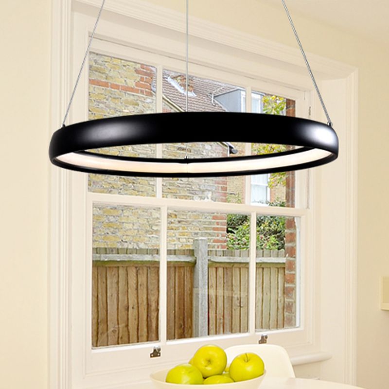 Black/Brown/Gold Orbit LED Ceiling Light Modernism 1/2/3-Light Acrylic Chandelier in Warm/White/Natural Light