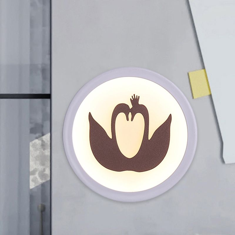 Swan silhouette mur mural lampe minimaliste de fer blanc de fer blanc à lad la lumière de la lumière pour chambre à coucher