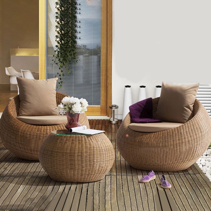 Contemporary Rattan Outdoor Patio Sofa Tropical Style Simple Leisure Patio Sofa