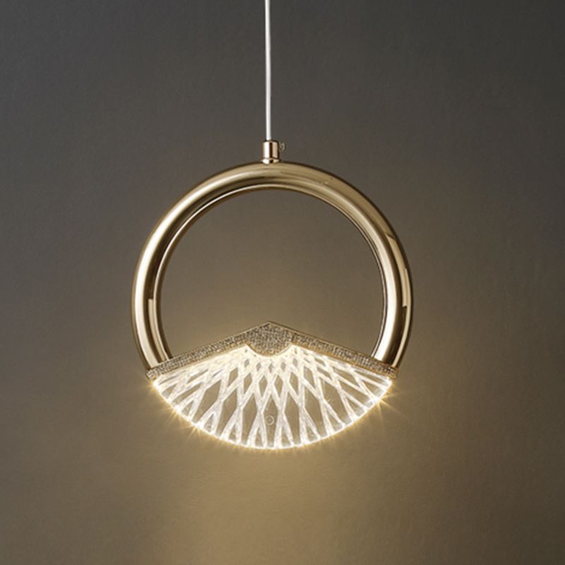 Einfachheit geführte Beleuchtung Anhänger Messingring Hängende Lampe mit Kunstkristallschatten