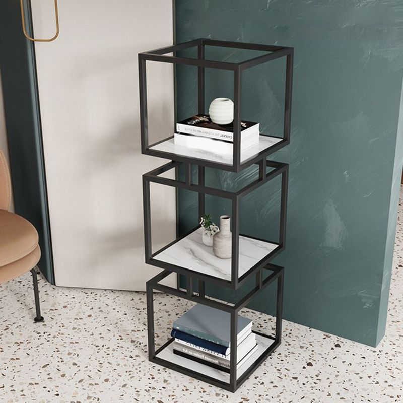 Industrial Metal Open Back Bookshelf Vertical Bookshelf for Living Room