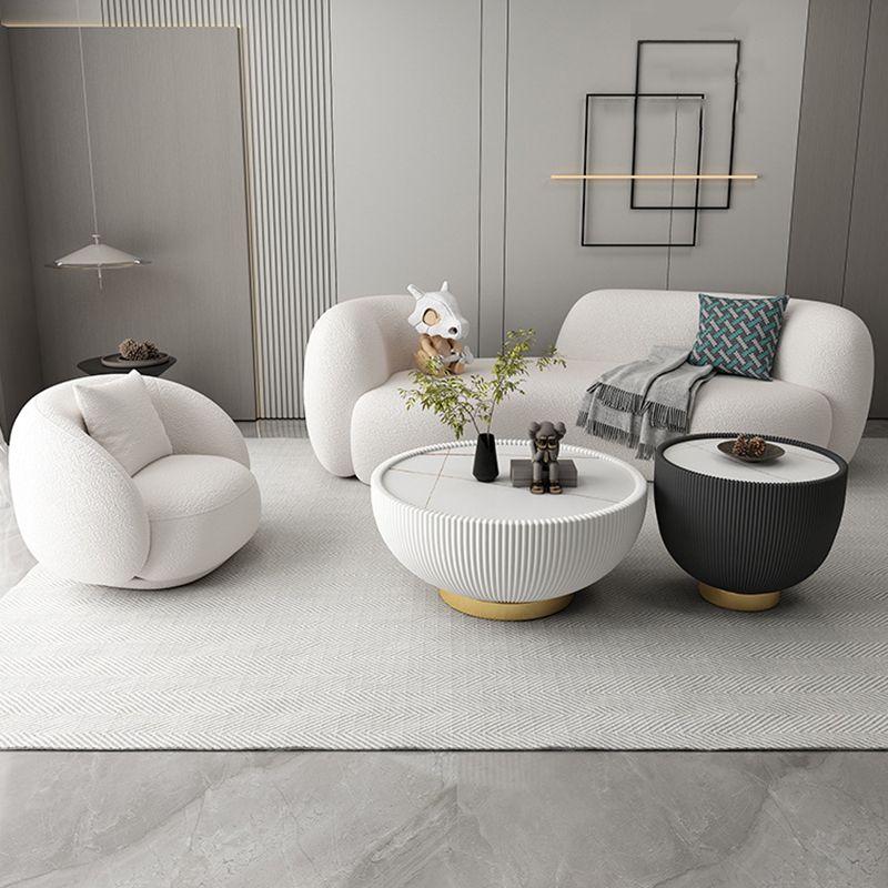 Contemporary Tuxedo Arm Sofa White Tight Back Seating for Living Room