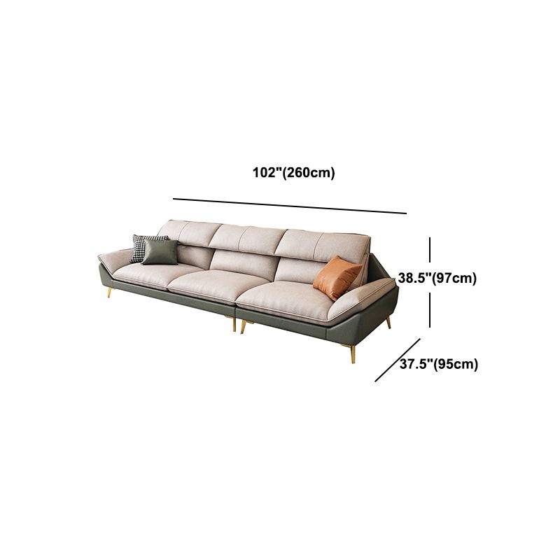 Beige Faux Leather Removable Cushions Sofa/Sectionals with Stain-Resistant