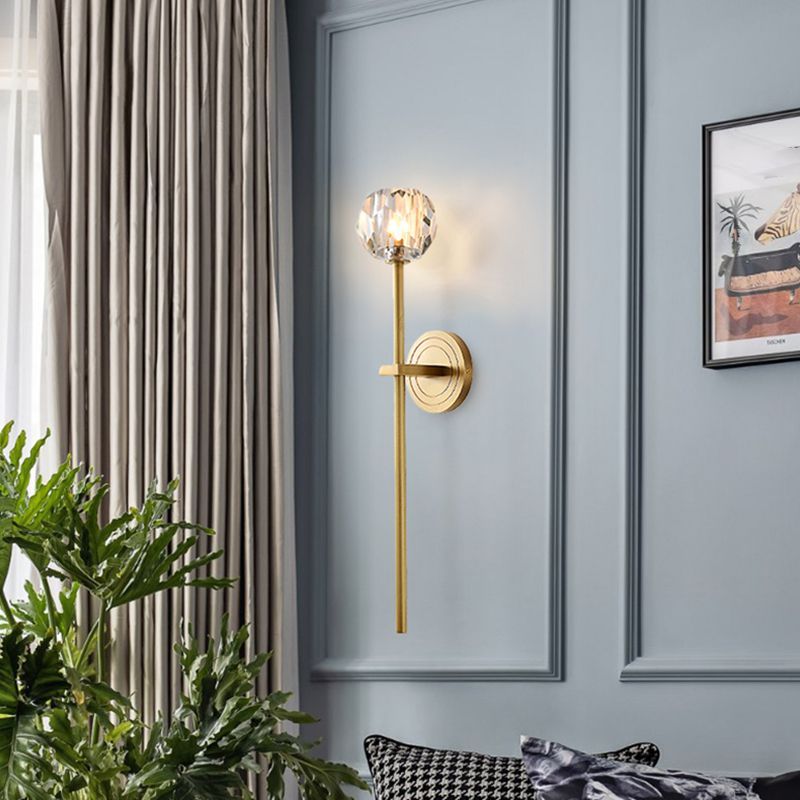 Bola de luz montada en la pared de 1 luz estilo moderno K9 Crystal Spline Lighture Light