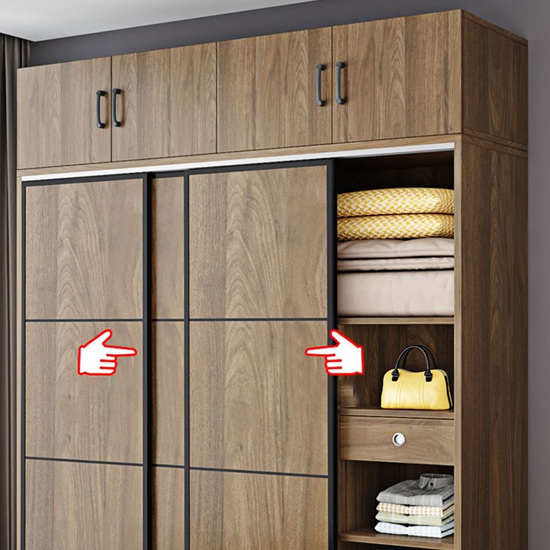 Modern Style Freestanding Wardrobe Pine Wood Wardrobe with Drawer