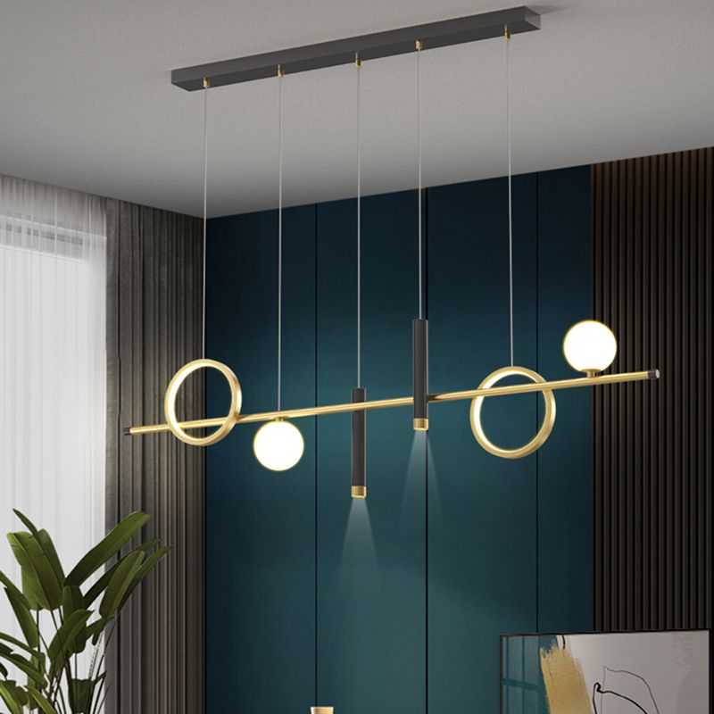 Geometric Contemporary Island Lighting Metal Island Ceiling Light in Black and Gold