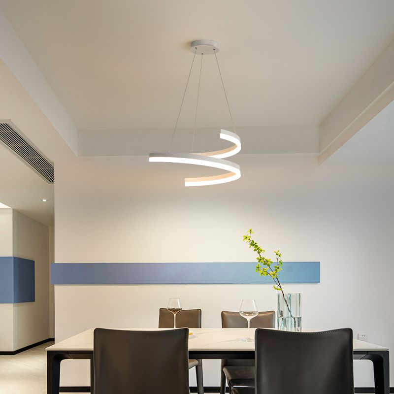 Curvas sin costuras Luz de colgante lámpara de lámpara contemporánea metal 1 luz