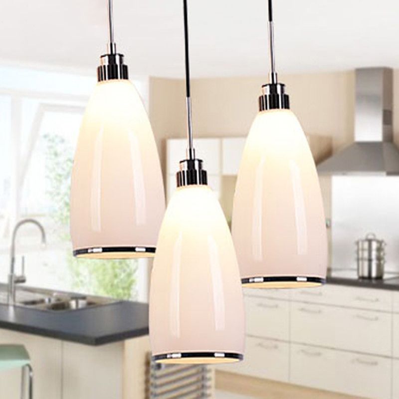 1 Light Bell Pendant Lighting Modern simplicity White Glass Pendant Ceiling Lights for Restaurant