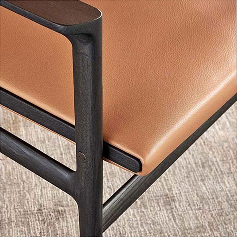 Traditional Style Ash Wood Chairs Solid Back Arm Dining Room Chair Set