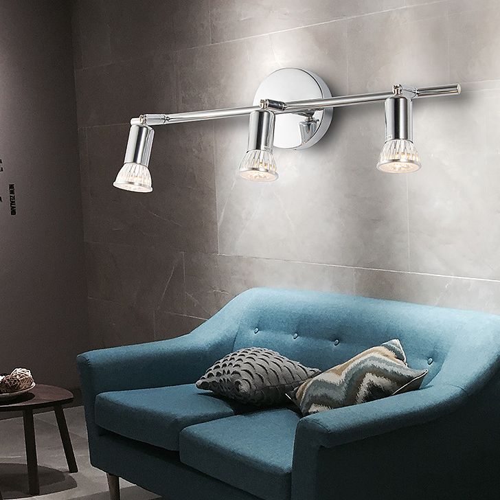 3-Lights Adjustable LED Mirror Light Simplicity Style Stainless Steel Cylindrical Vanity Light in Chrome