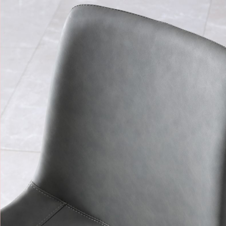 Contemporary Home Leather Side Chair Matte Finish Solid Back Dining Chair