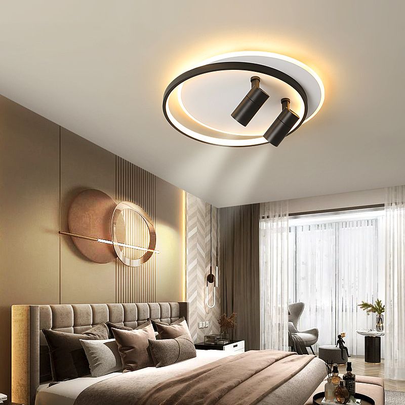 Accesorio de techo LED circular de hierro lacado en soporte empotrado interior de acrílico de estilo artístico moderno