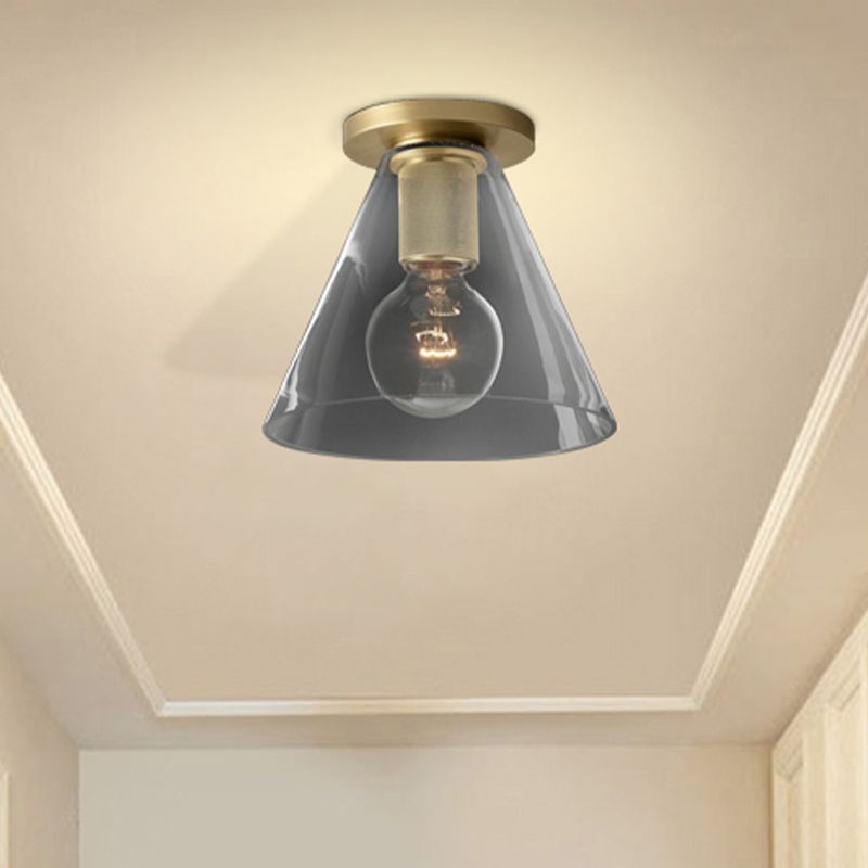 Globe/cône/cylindre/trompette en verre plafonnier suspendu moderne 1 lumière éclairage encastré en laiton pour balcon