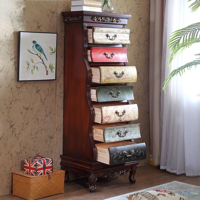 58.6" H Traditional Lingerie Chest Vertical Solid Wood Storage Chest