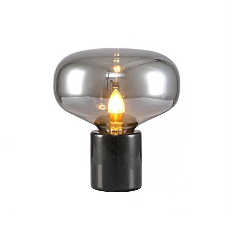 Verre en verre ovale de lampe de table de table 1 Lumière de chevet de bulbe en noir, 9,5 "/ 13" Largeur