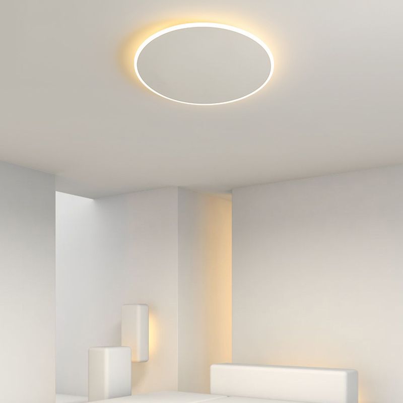 Single White Modern Flush Mount Lighting Circle LED Ceiling Light for Bedroom