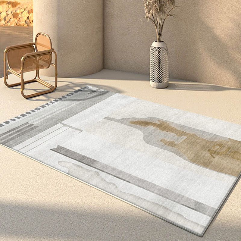 Ausgefallener moderner Teppich, grauer Farbblock-Teppich, rutschfester Teppich für die Heimdekoration