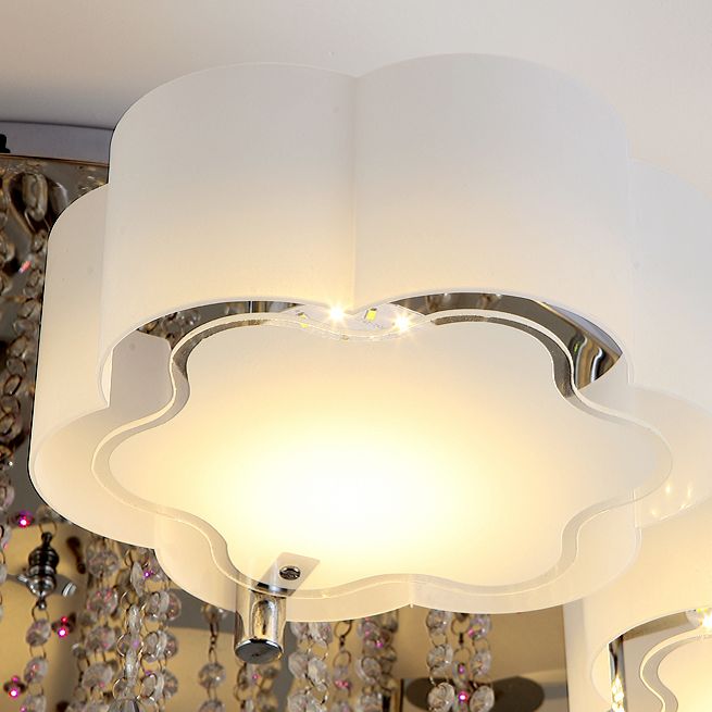 Lampada in metallo in metallo argento moderno illuminazione a soffitto per camera da letto multipla con tonalità di vetro