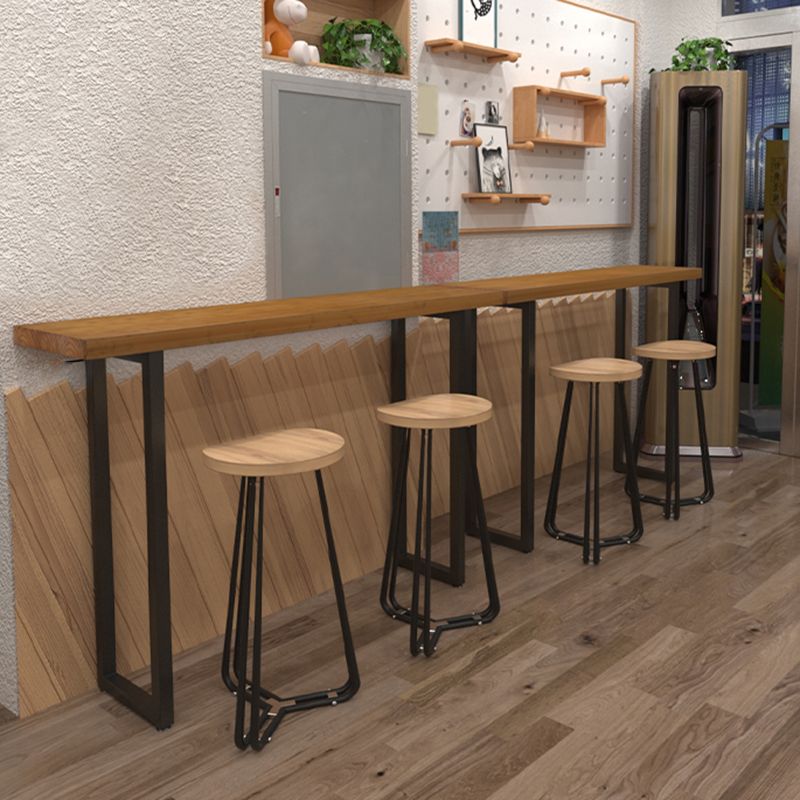 Solid Wood Rectangle Bistro Table with Metal Frame for Living Room