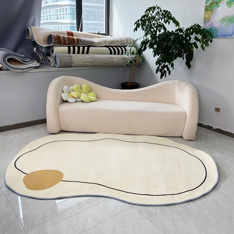 Novelty Shade Tribal Diamond Rug Beige Polyester Carpet Stain Resistant Rug