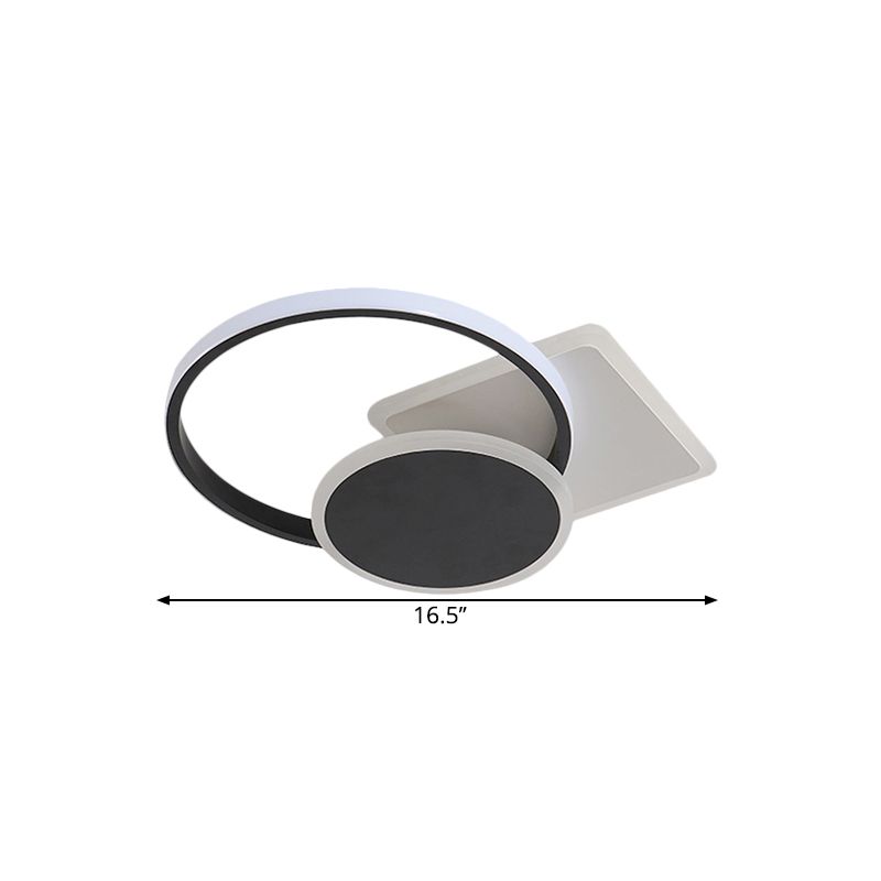 Acrylic Circular and Square Flush Mount Simple Style LED Black Ceiling Lamp in Warm/White Light, 16.5"/20.5" Width