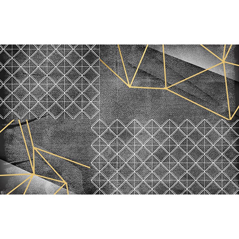 Zwarte woonkamer Tapijt geometrisch patroon Modern gebied tapijt polyester niet-slip achterste tapijt tapijt