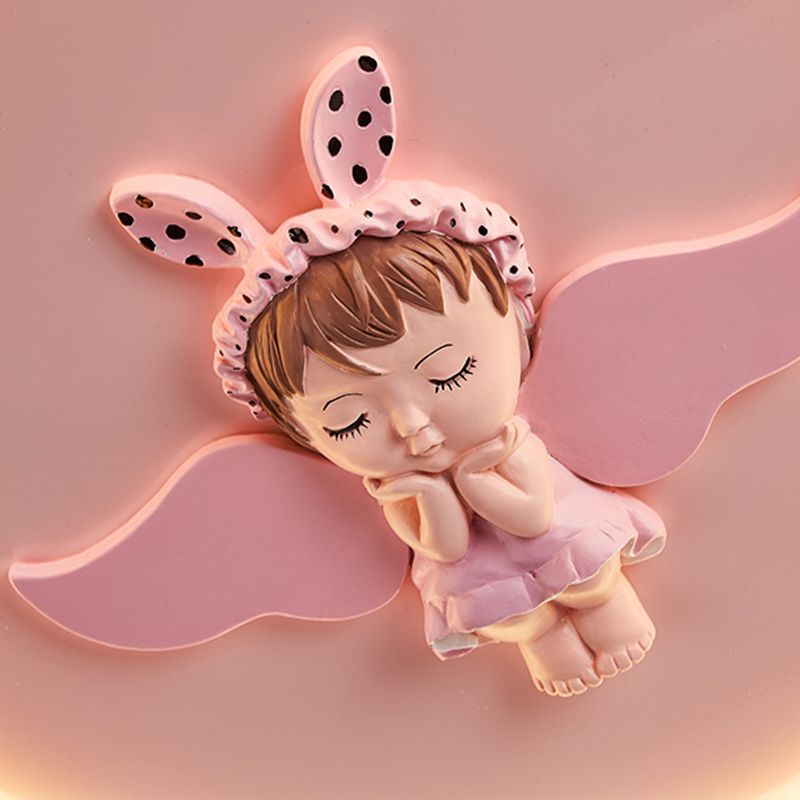 Children's Room Flush Mount Ceiling Light Modern Cartoon Cute Girl Bedroom Princess Room Net Red Angel Pink Round Lamps
