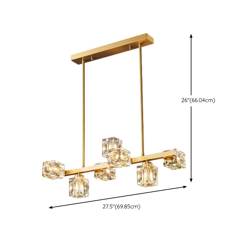 Contemporary Golden Kitchen Island Lighting 7/9/11/13/15-Light Crystal Ceiling Light