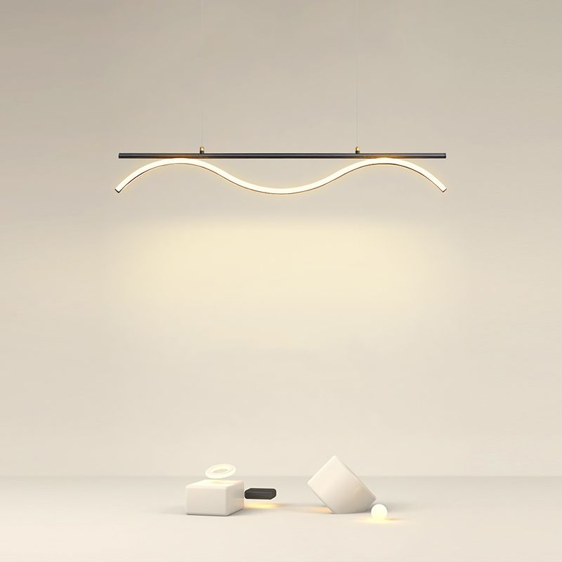 Linear Shape Island Lighting Idea Modern Style Metal 1-Light Island Pendant