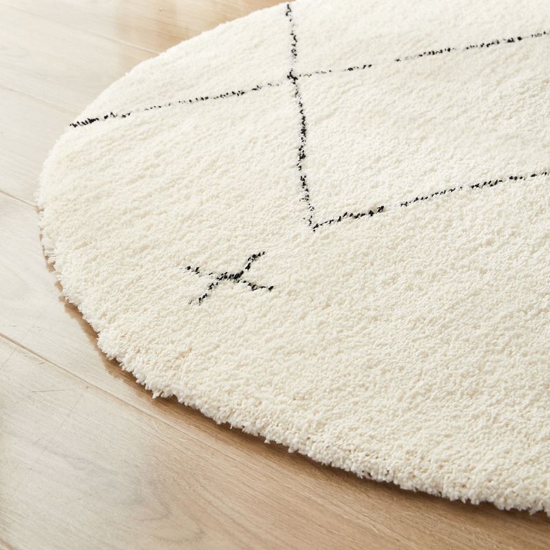 Beige Modern Rug Polyester Line Rug Non-Slip Backing Rug for Home Decor