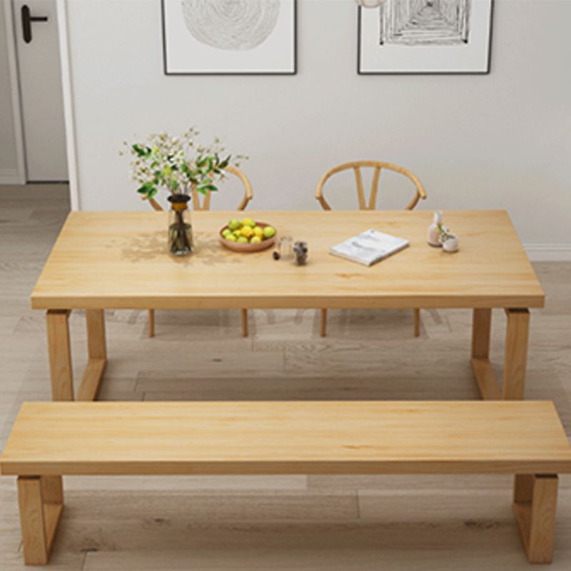 Rectangle Double Pedestal Dining Table Modern Pine Wood Table for Kitchen Dining Room